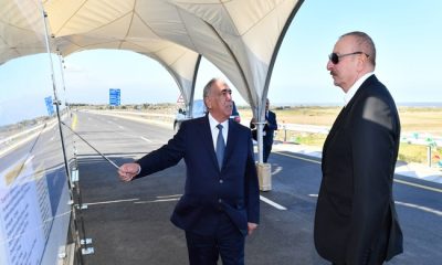 İlham Aliyev, Bakü-Guba-Rusya Federasyonu ile devlet sınırı arasındaki yeni ücretli otoyolun açılışına katıldı