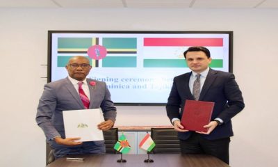 The signing ceremony of the Agreement on the exemption of visa requirements between Tajikistan and the Commonwealth of Dominica